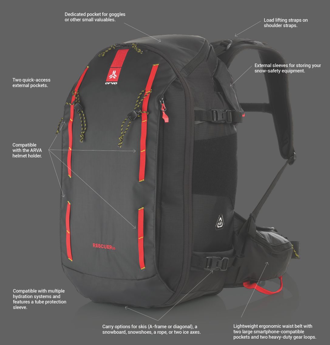 Caractéristique du sac à dos de ski professionnel Rescuer Pro Arva